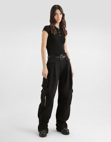 Dolce & Gabbana سترة بولو مضلعة Black FXZ41ZJFMHG