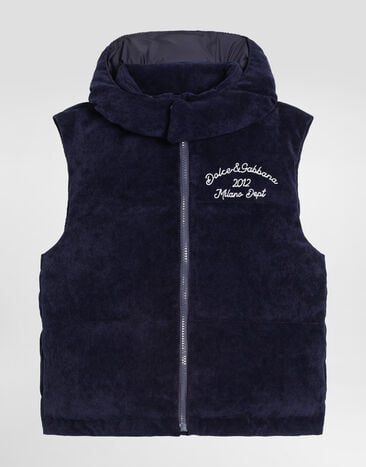 Dolce & Gabbana Sleeveless corduroy down jacket Blue L4JB7SFUEFO