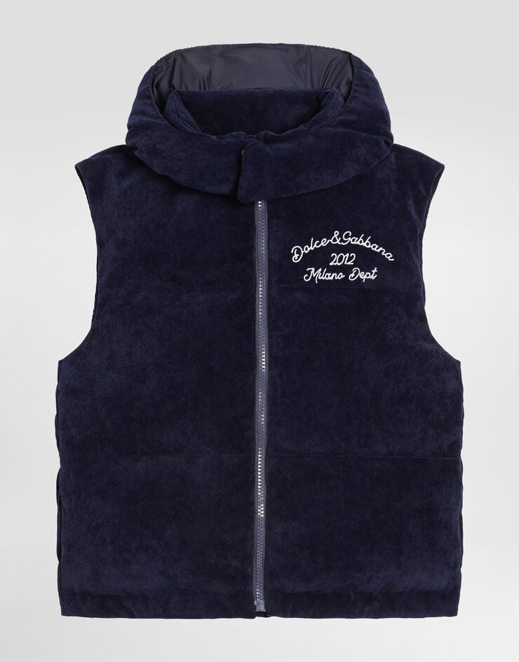 Dolce & Gabbana Sleeveless corduroy down jacket Blue L4JB7SFUEFO