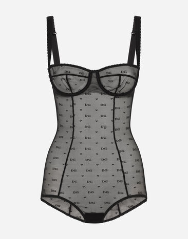 Dolce & Gabbana Bodi íntimo balconette de tul jacquard Negro O9A16TFLUAP