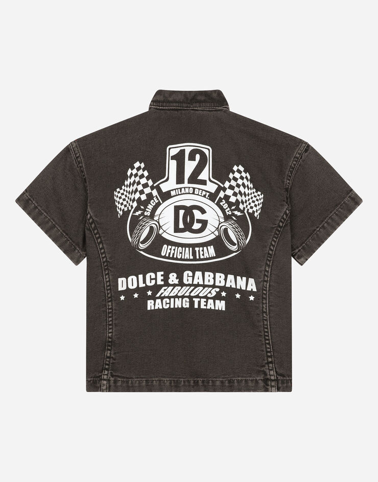 Dolce & Gabbana Camicia in canvas con stampa Dolce&Gabbana Nero L44S00LY075