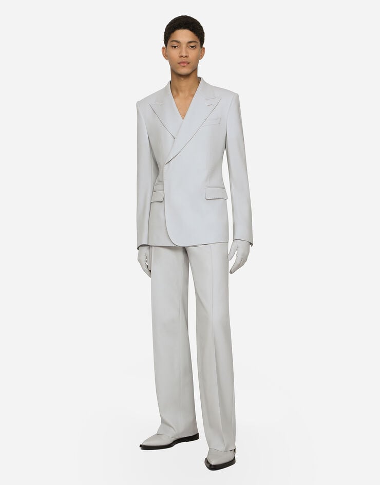 Dolce&Gabbana Pantalon jambe droite en sergé de laine stretch Gris GYZMHTGH054
