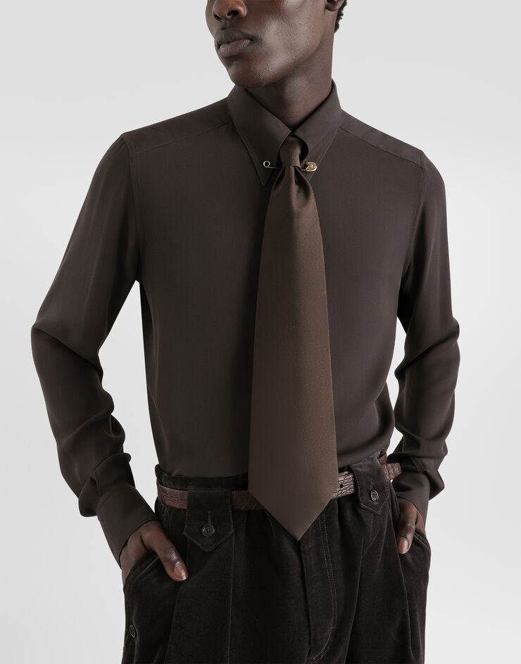 Dolce & Gabbana Krawatte aus Satin Braun GT160EGK062