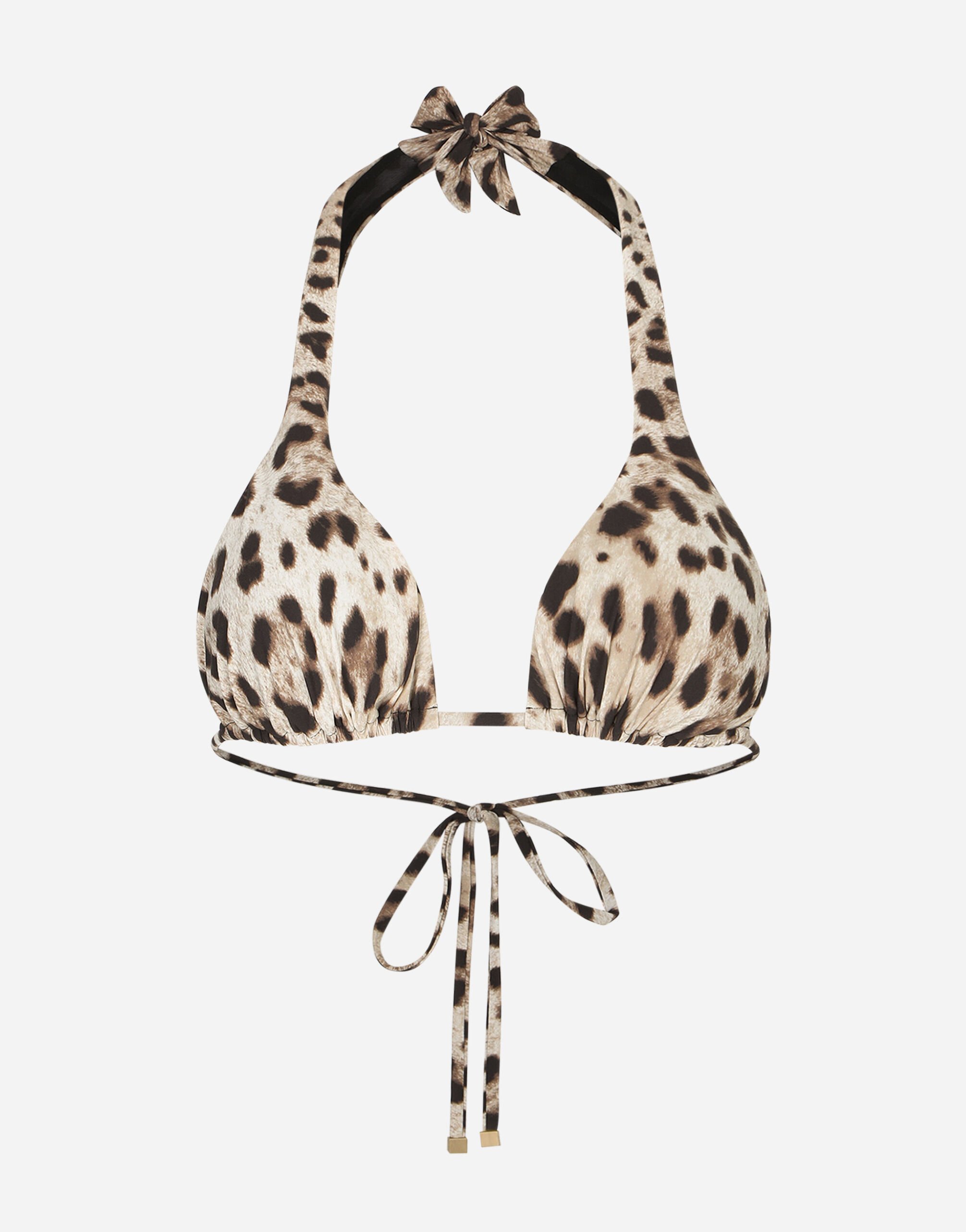Dolce & Gabbana Leopard-print padded triangle bikini top Red O9A13JONN72