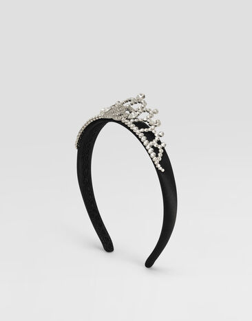 Dolce & Gabbana Satin tiara with rhinestones Black WHR2J4W1111