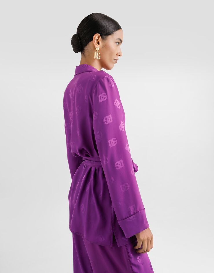 Dolce & Gabbana DG all-over silk jacquard vanity shirt Purple F5I89TFJ1JO
