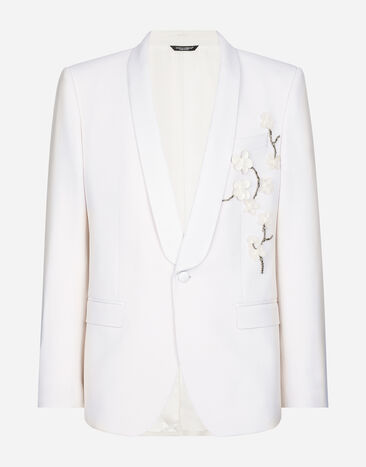 Dolce & Gabbana 자수 장식 마티니 핏 싱글 브레스티드 재킷 베이지 G2SV7THLMGE
