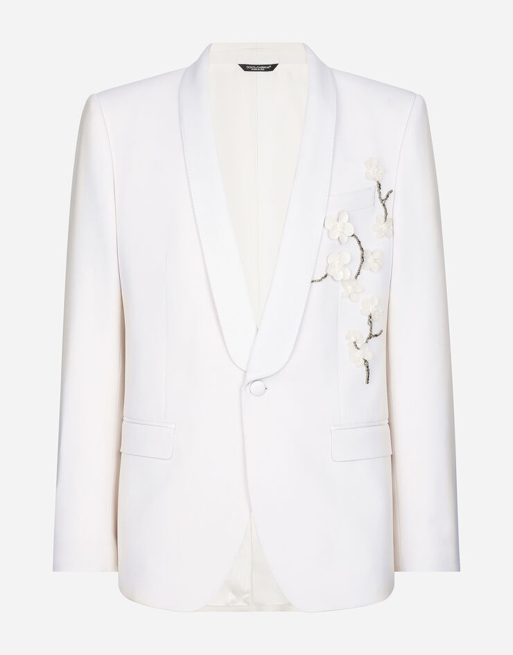 Dolce & Gabbana Single-breasted Martini-fit jacket with embroidery White G2RU1ZGH908
