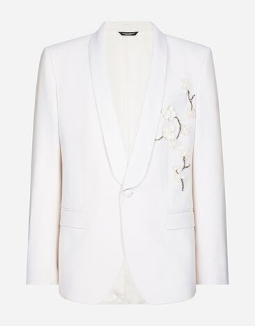 Dolce & Gabbana Single-breasted Martini-fit jacket with embroidery Grey G2NW1TFU4LB