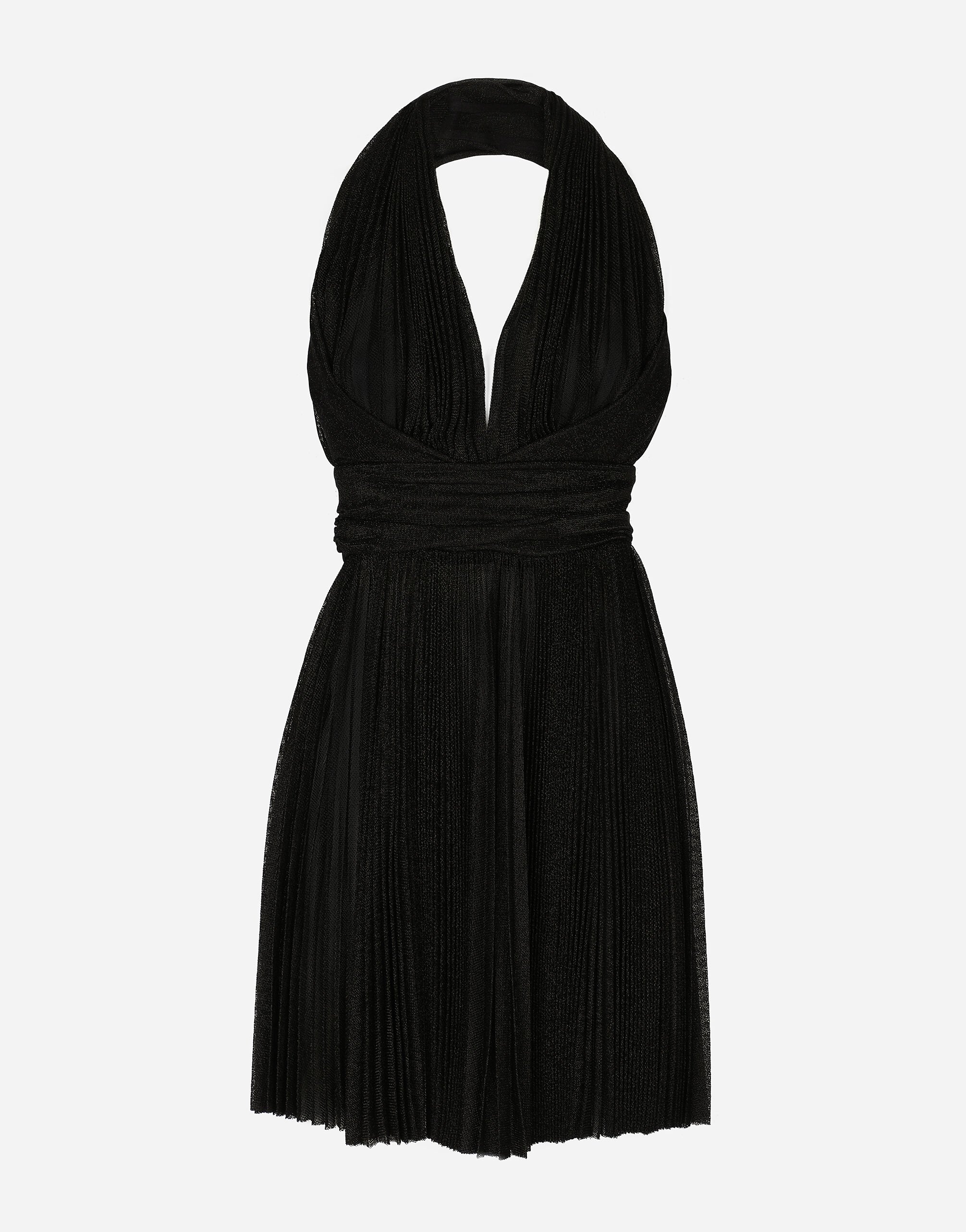 Dolce&Gabbana Short pleated lurex mesh dress Black F6DIBTGDB2M