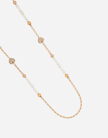 Dolce & Gabbana Sautoir chain with DG-logo beads and hearts Gold WNN8P5W1111