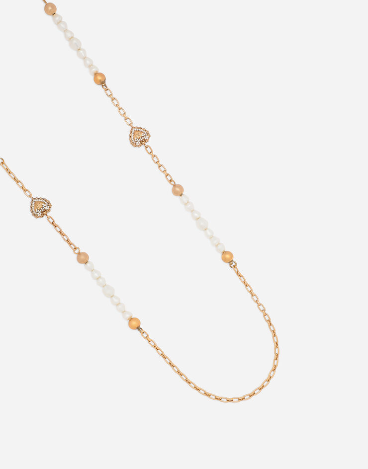 Dolce & Gabbana Sautoir chain with DG-logo beads and hearts Gold WNN8P5W1111
