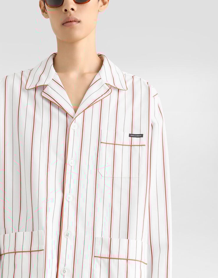 Dolce & Gabbana Striped poplin vanity robe Multicolor G2VT8TFR51T
