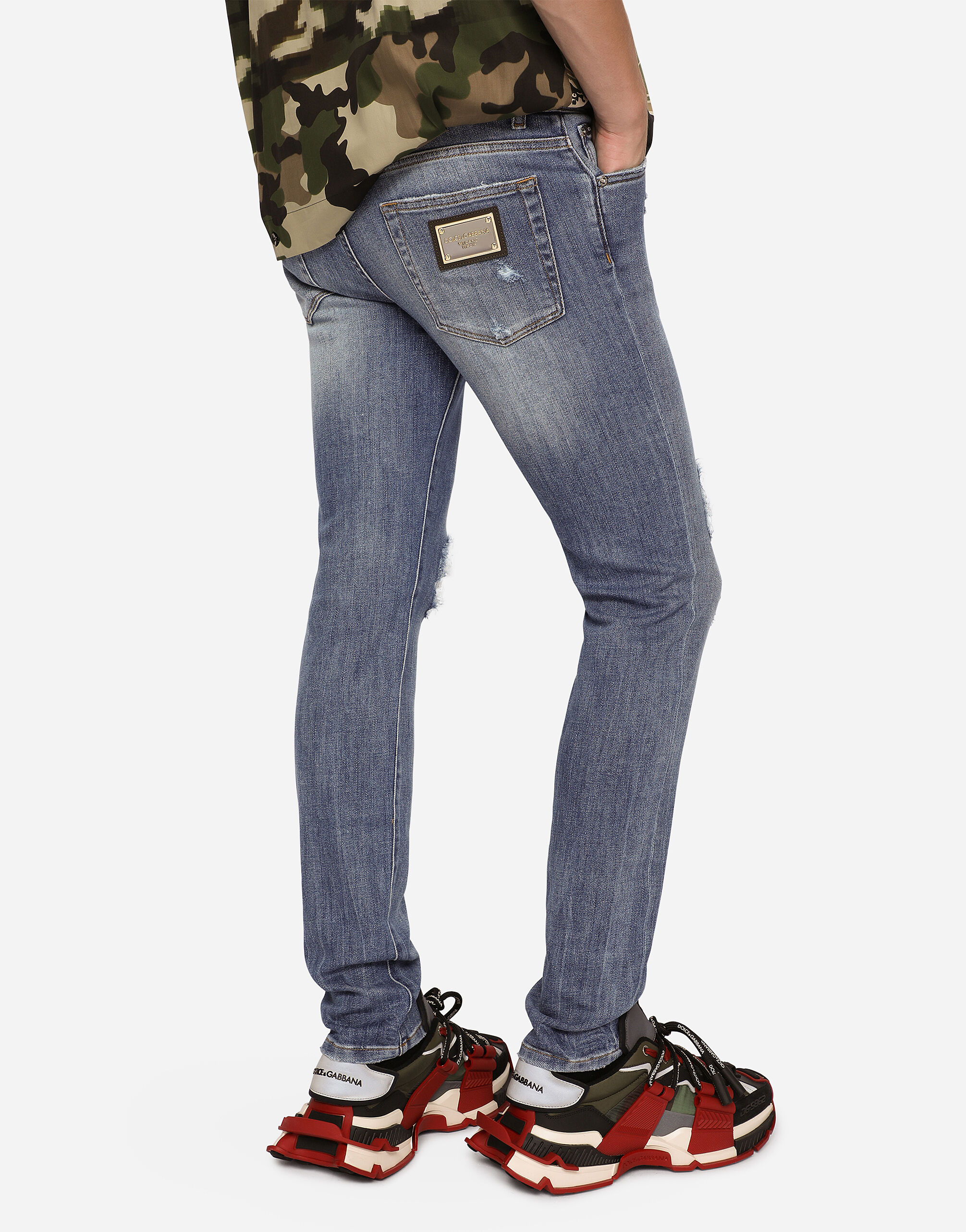 【Dolce Gabbana】PANTALONE◆GY07CDG8MV2 Slim-fit stretch cotton jeans with tag in Multicolor for Men