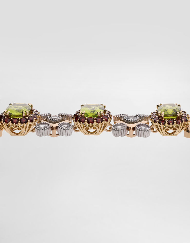 Dolce & Gabbana Eleganza Bracelet 18-carat white and yellow gold, peridots, garnets and sapphires  WBSA6GWPER1