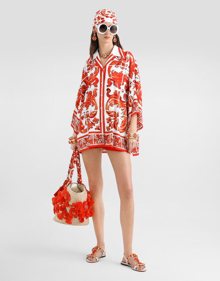 Dolce & Gabbana Majolica-print charmeuse shirt Multicolor F5T75TGDDRJ