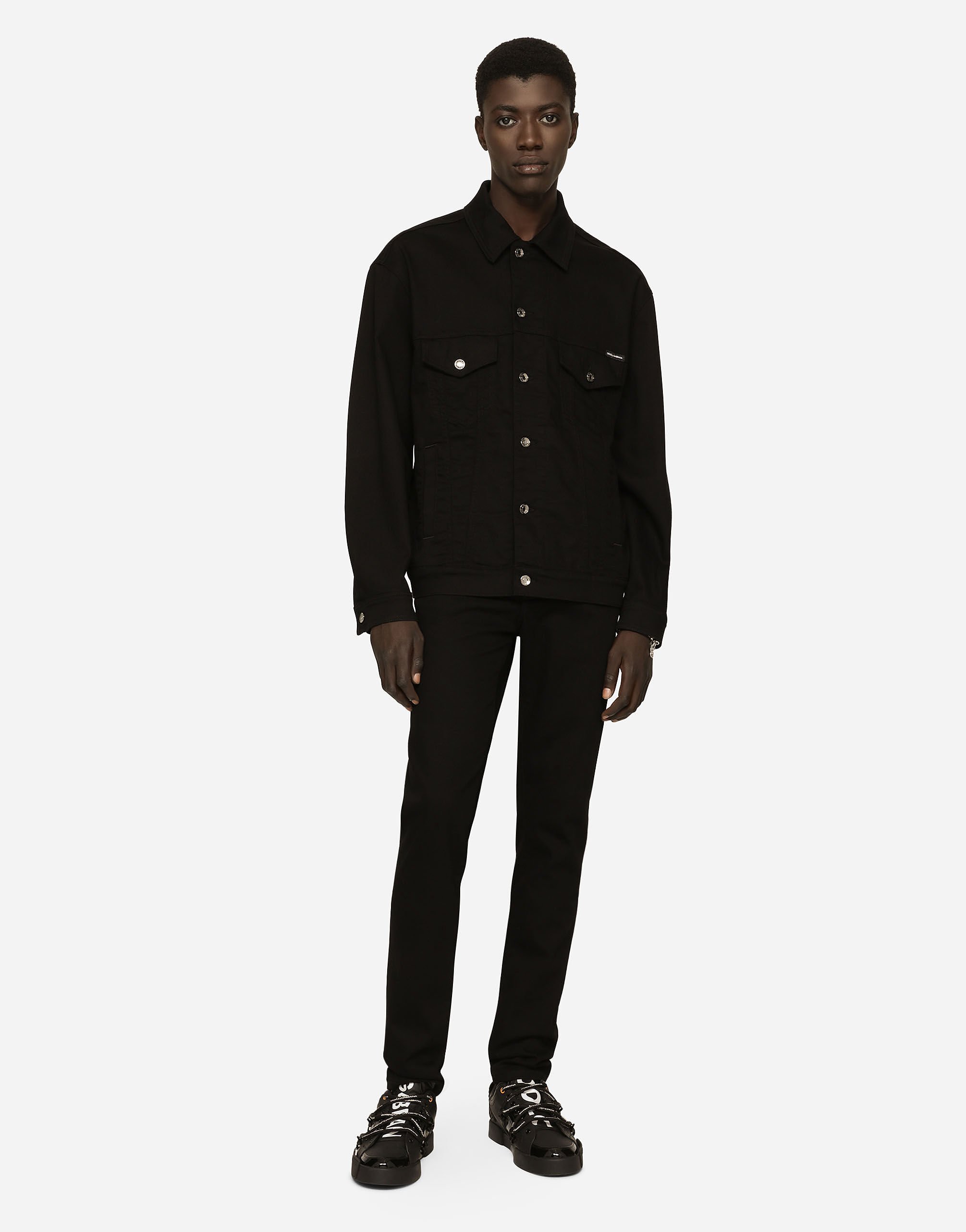 Black wash stretch denim jacket in Multicolor for Men Dolce Gabbana