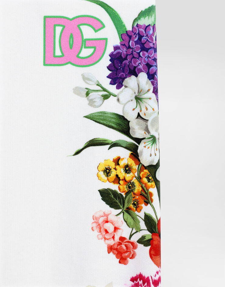 Dolce & Gabbana Fleece jogging pants with flower and DG logo print Print L5JPD7II7GX