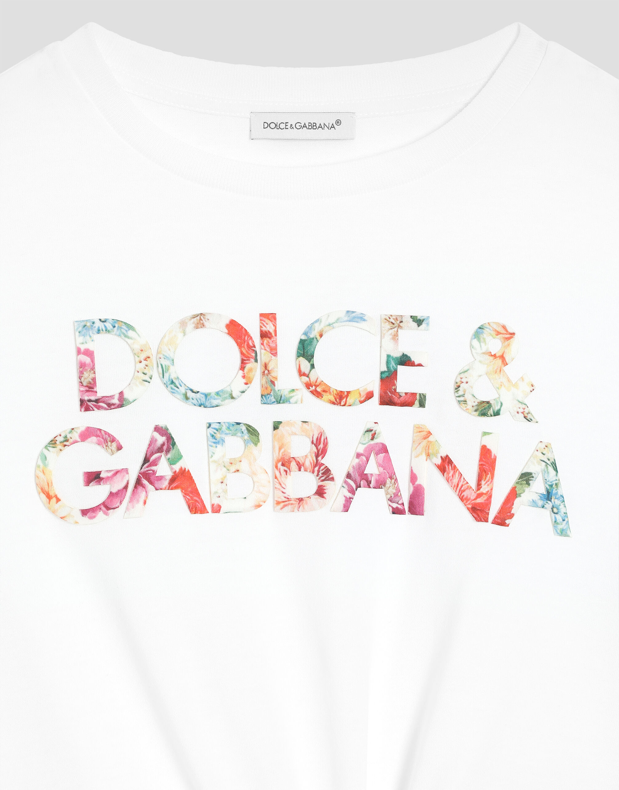 DOLCE&GABBANA Kid's L5JTPG G7PFB W0800 半袖 Tシャツ ホワイトのガールズ DOLCE&GABBANAプリント ショートスリーブ T