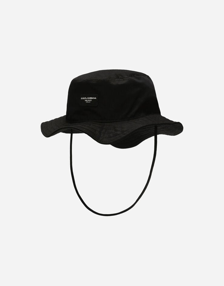 Stretch gabardine bucket hat in Black for