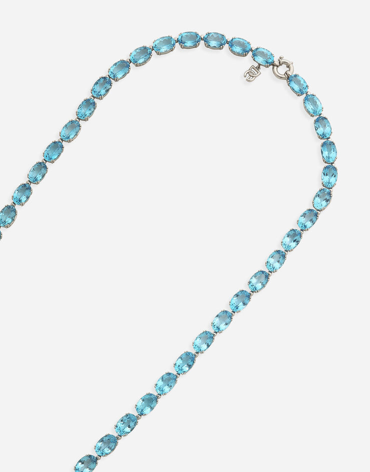 Dolce & Gabbana Sautoir Anna aus Weißgold 18 kt mit azurblauen Topasen Weiss WNQA6GWTOLB