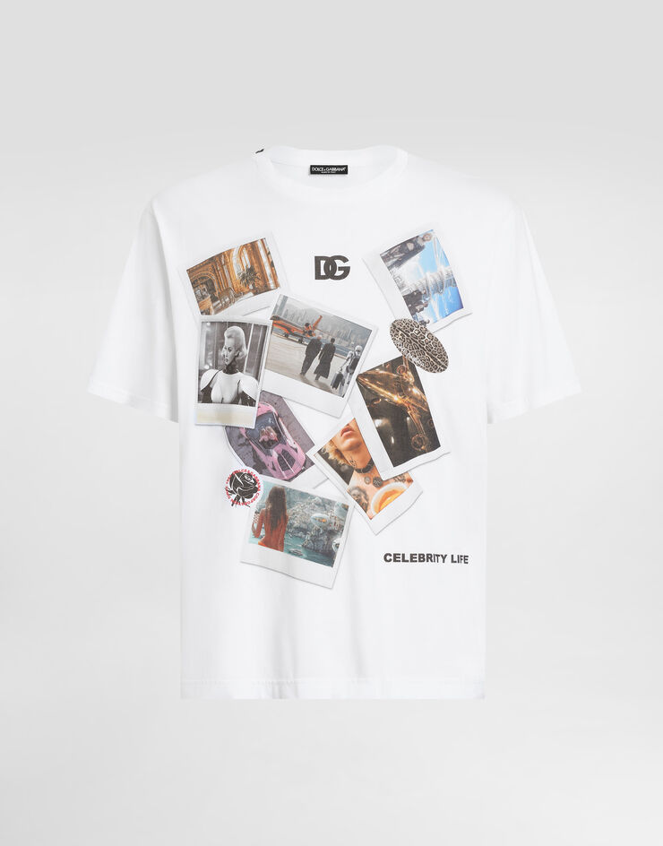 Dolce & Gabbana Cotton T-shirt with postcard print White G8PN9TG7O4R