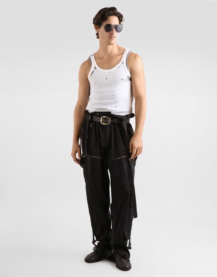 Dolce & Gabbana Distressed jersey tank top White G8TO4TG7PYW