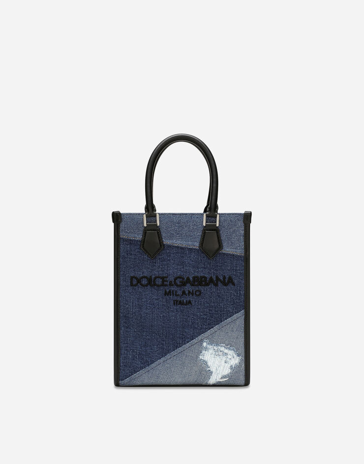 Dolce & Gabbana Маленькая сумка из денима в технике пэчворк синий BM2123AO998