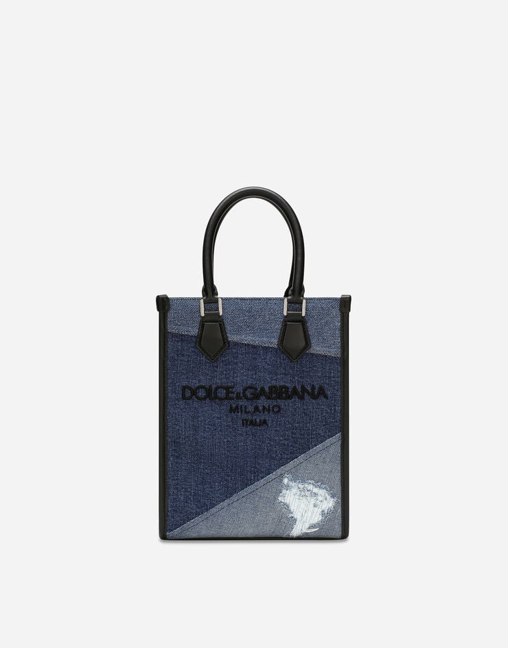Dolce & Gabbana Kleine Tasche aus Patchwork-Denim Blau BM2123AO998