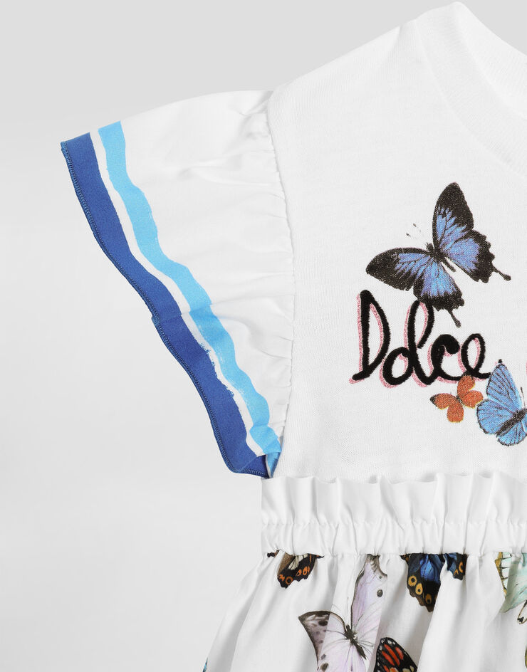 Dolce & Gabbana Butterfly-print poplin and jersey dress Print L2JD9PG7O0M