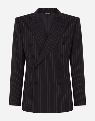 Dolce & Gabbana Double-breasted pinstripe stretch wool Sicily-fit suit Blue G2QS6TFU4LF