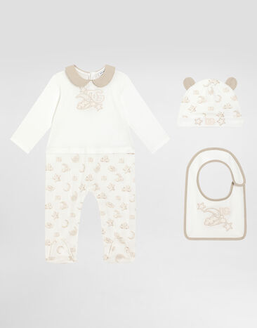 Dolce & Gabbana 3-piece jersey gift set with moon and star print White L11O90G7N3H