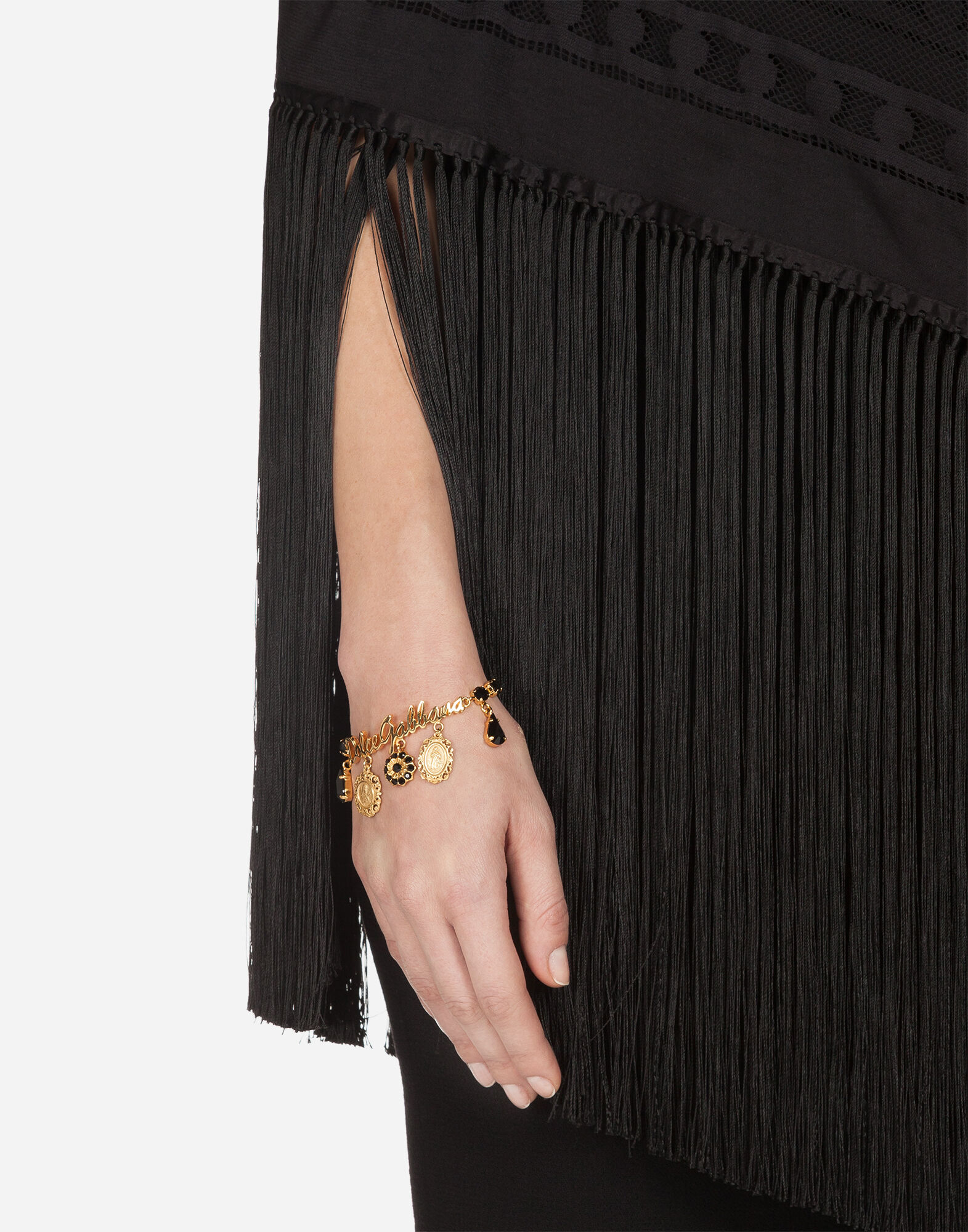 Cotton and tulle shawl with fringe 140 x 140 in Black for Women