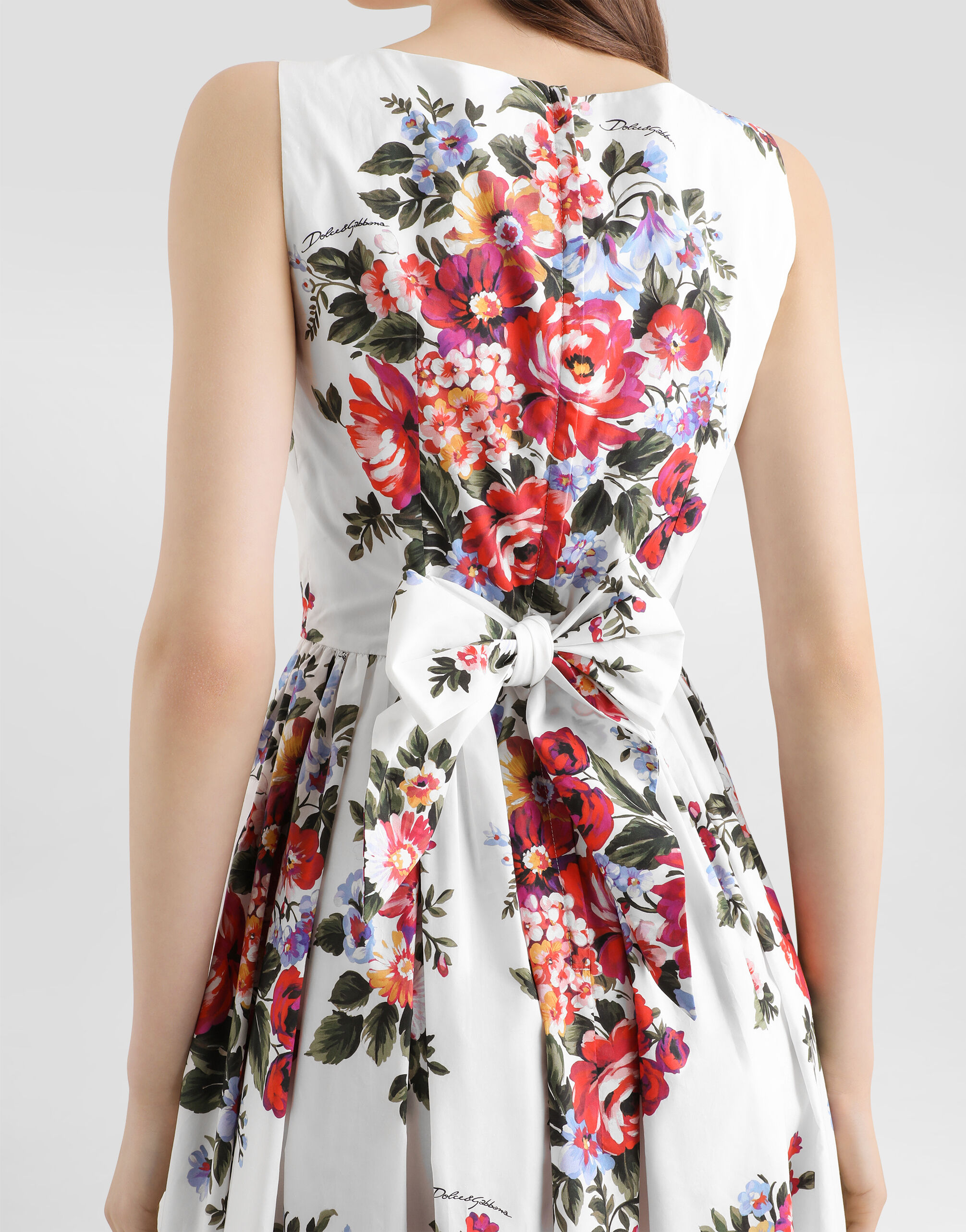 Flower bouquet-print cotton dress