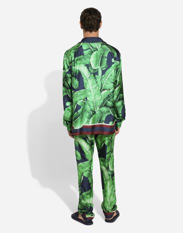 Dolce & Gabbana Пижамные брюки из шелка с принтом банановых пальм принт GVCRATHI1QB