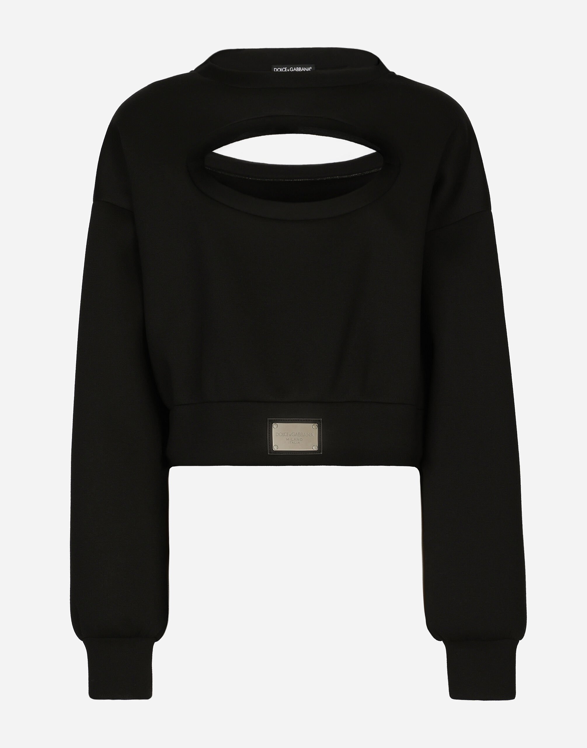Dolce&Gabbana Technical jersey sweatshirt with cut-out and Dolce&Gabbana tag Beige F9N83TFUGRR