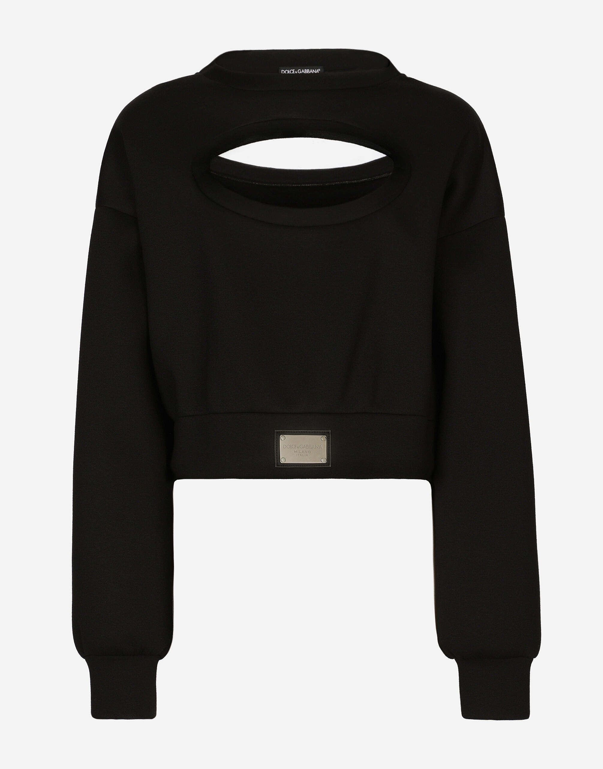 Dolce & Gabbana Technical jersey sweatshirt with cut-out and Dolce&Gabbana tag Print FXV08TJCVS2