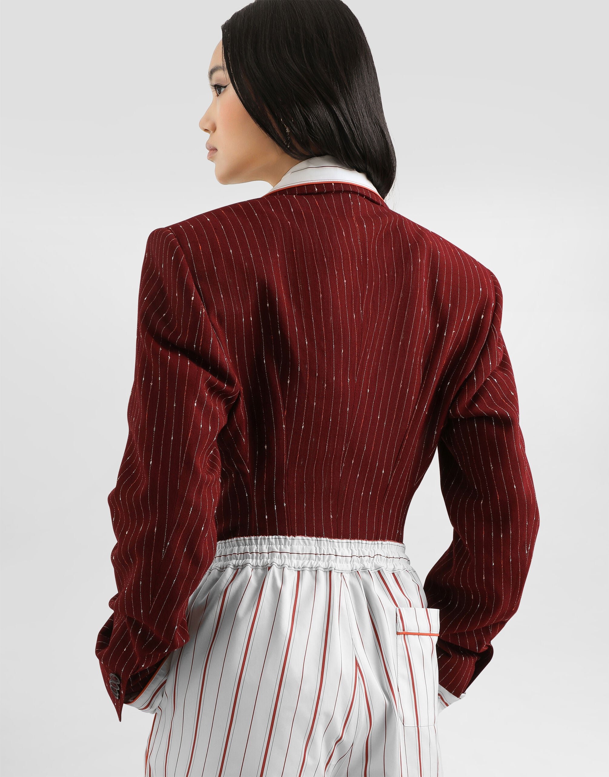 Double-breasted pinstriped taormina jacket in Multicolor for Women