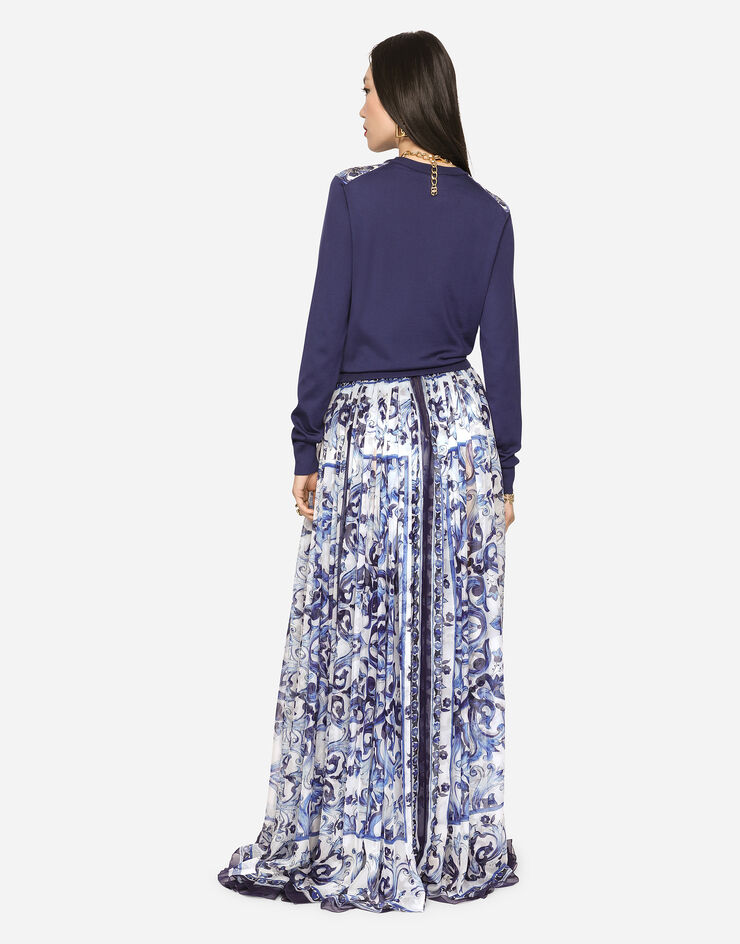 Dolce&Gabbana Long majolica-print chiffon skirt Multicolor F4CHKTHI1BT