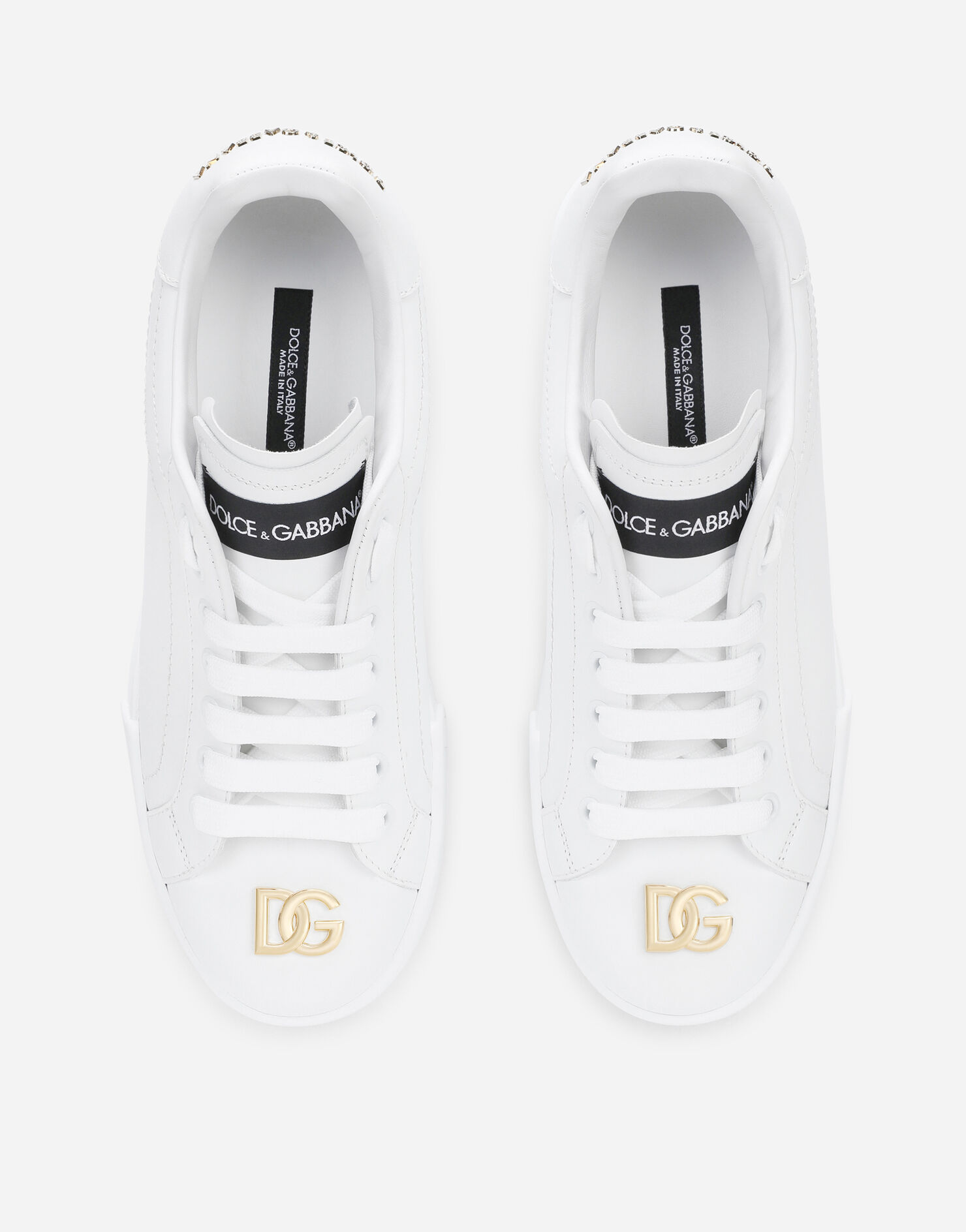 Calfskin nappa Portofino sneakers in White for Women Dolce&Gabbana®