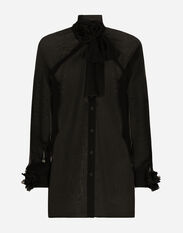 Dolce & Gabbana Chiffon shirt with flower details Black F759LTFLRC2