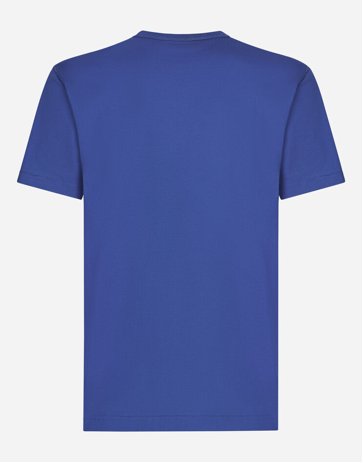 Dolce&Gabbana Cotton T-shirt with branded tag Blue G8PT1TG7F2I