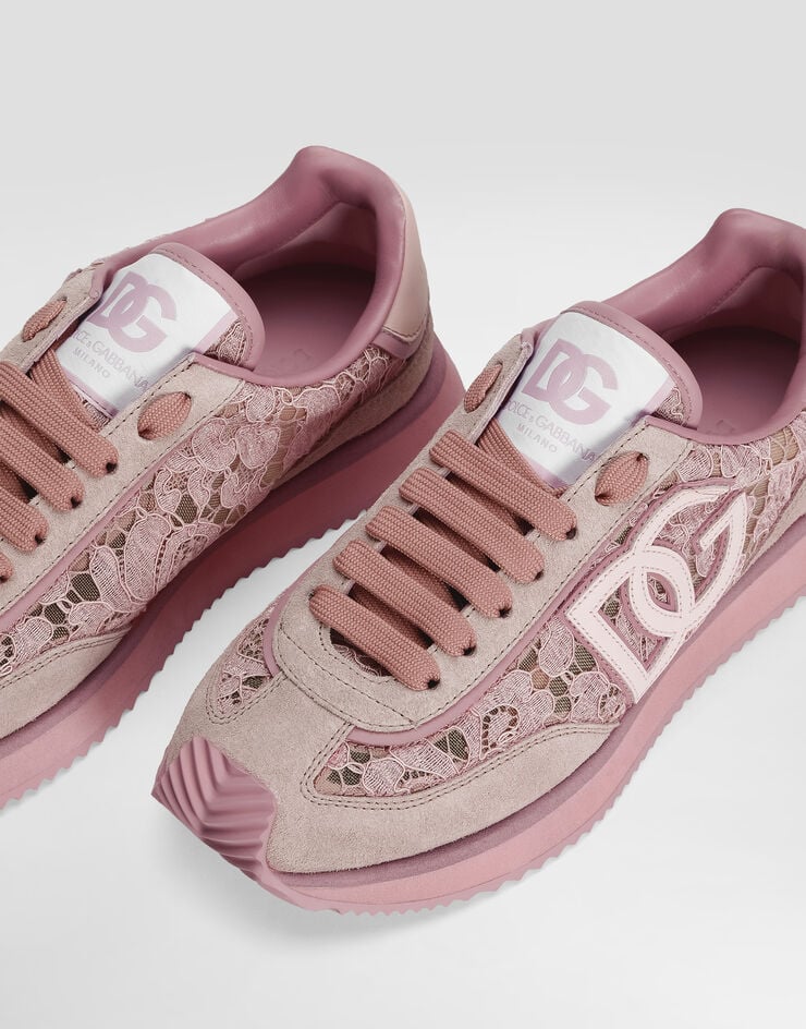 Dolce & Gabbana DG Cushion sneakers in lace and calfskin Multicolor CK2340A9AC2