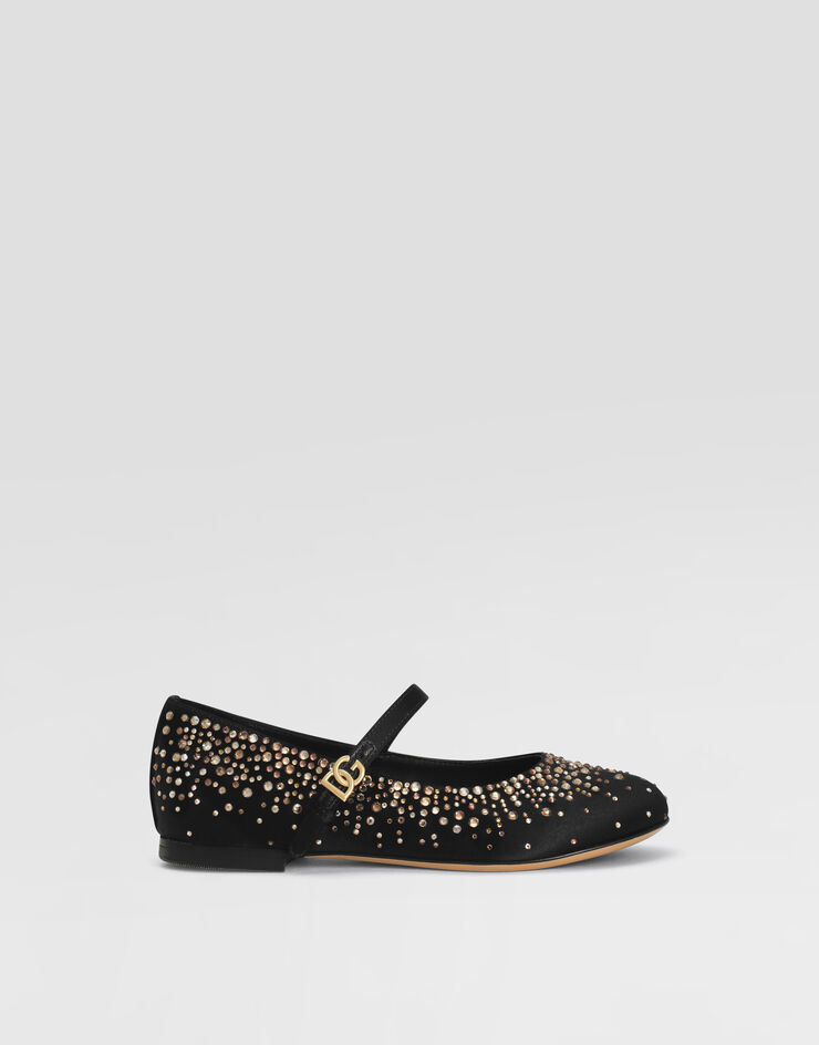 Dolce & Gabbana Ballerinas aus Satin und Strass Schwarz D11274A5723