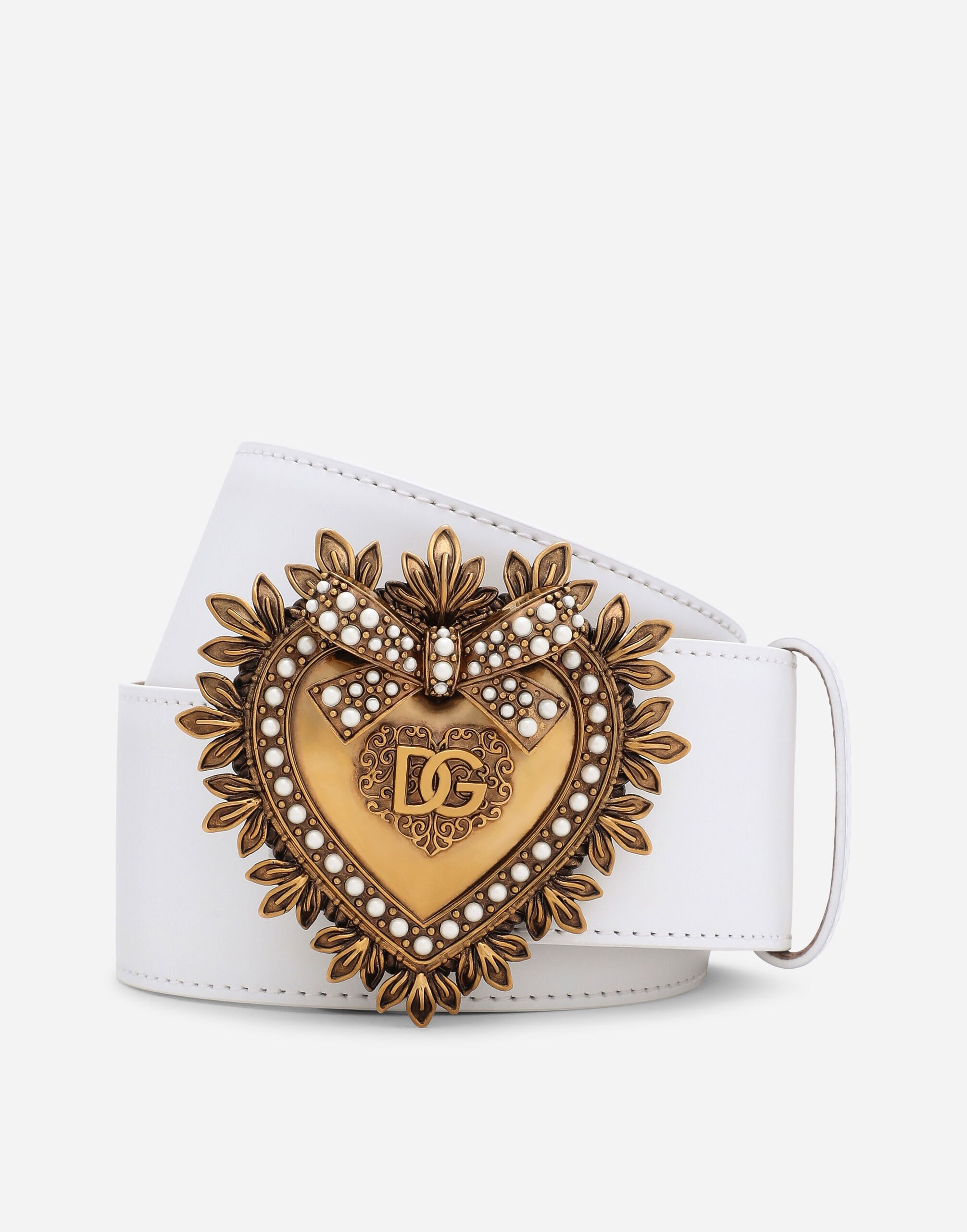Dolce & Gabbana Leather Devotion belt White BE1578AQ069