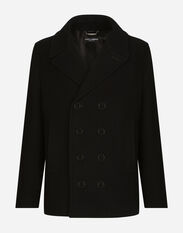 Dolce&Gabbana Double-breasted wool pea coat with branded tag Black G9ZY5LHULR0