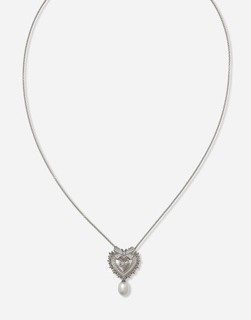 Dolce & Gabbana Devotion necklace in 18-karat white gold, diamonds and pearls White Gold WALD1GWDPWH