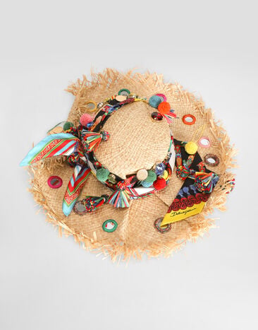 Dolce & Gabbana Raffia hat with applications Multicolor FH687ZGDDWX