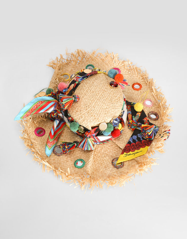 Dolce & Gabbana Raffia hat with applications Multicolor FH687ZGDDWX