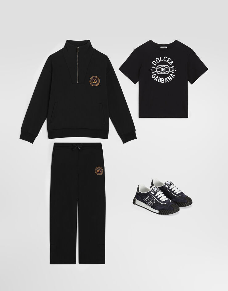 Dolce & Gabbana Cotton sweatshirt with patch Blue L4JWOFG7QNL